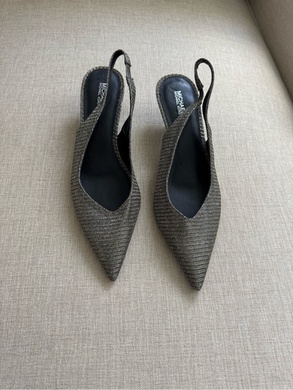 MICHAEL Michael Kors Metallic Black Pointed Slingback Pumps